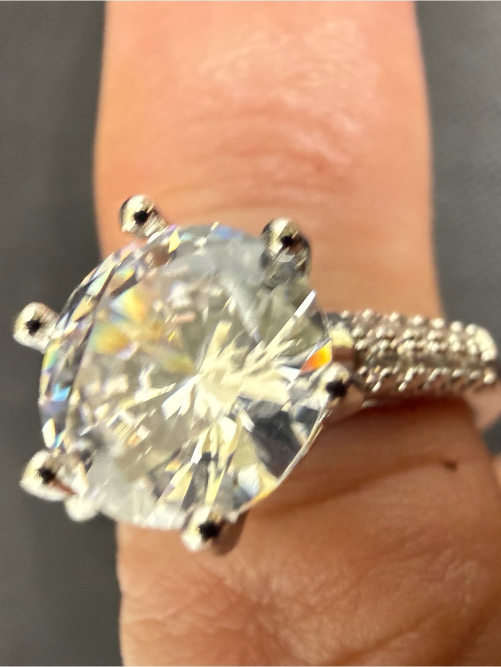Woman’s Size 6 With Moissanite and CZ Engagement Ring - Clear Crystal